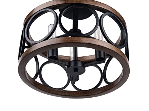 Nora- Modern Traditional 18 Inch 3-Light Semi Flush Mount Ceiling Light, With Metal Cage For Kitchen, Living Room, Dining Room, Bedroom, Hallway, Stairway #TOP7
