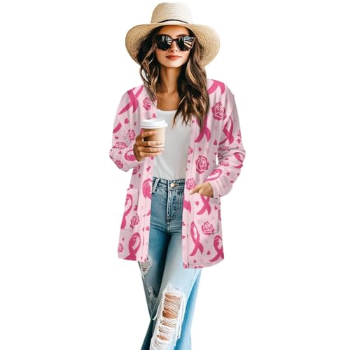 Image of Women's Lightweight Cardigans with Pockets Trendy Long Sleeve Open Front Cardigan Casual Tops Jackets Fall Oufits S-2XL