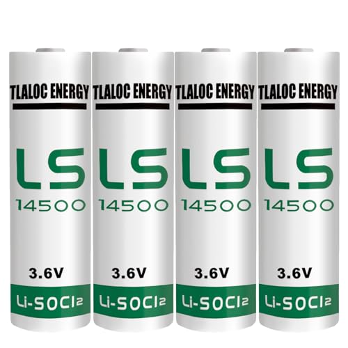 tlaloc energy ER14505 Battery for Water Electricity Gas Meter PLC Facility Equipment ER14505 AA 3.6V 2700mAh Lithium Battery Li-SOCL₂ Non-Rechargeable LS14500 Batteries（4 Pack）