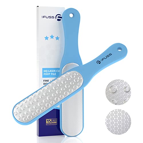 Mr. Fuss® Laser - Foot File - Pedicure Hard Skin Remover Metal Grinder. Callus Rasp Stainless Steel Feet Scrubber for Spa and Pedicure Care. Dead Skin Remover for Feet