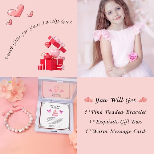 Image of Sereney Birthday Gifts for Girls, Beaded Bracelets as 1 /2 1 2 3 4 5 6 7 8 9 10 11 12 13 14 15 16 Year Old Birthday Gift, Adjustable Cross /Pearl Bracelet as Happy Birthday Gifts for Daughter