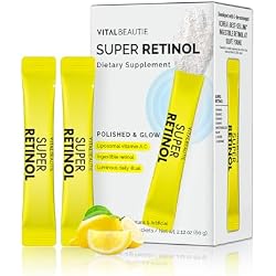 VITALBEAUTIE Super Retinol - Ingestible Liposomal Retinol & Vitamin C 1000mg Powder - Vegan K-Beauty Skin Supplement for Radiant Glass Skin & Tone, Dark Spot Care, 30 Packets