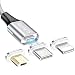 Produktbild Magnetisches Multi USB Kabel, 3 in 1Magnetic Schnellladekabel und Sync Datenkabel mit iP Micro USB Typ C Magnet Adapter für Android Galaxy S9 S8 S7 S6 S5 A3 A5, Huawei, Honor, Oneplus