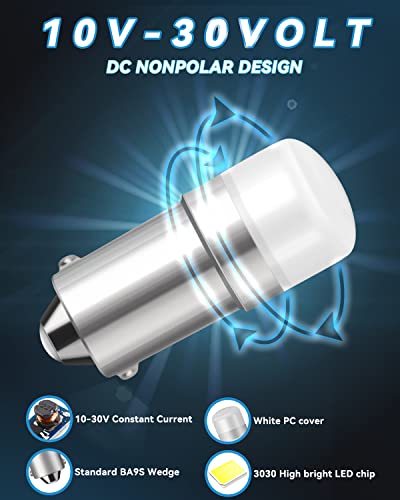 Keiurot 1820 Bulb #313 1445 1813 1816 1815 53 57 Ba9S Led Bulb 10-30Volt For Train Light, Bingo Board Display, Instrument Indicator Lights, House Number Light Bulb 1818 1819 1893 White 2Pack #TOP3