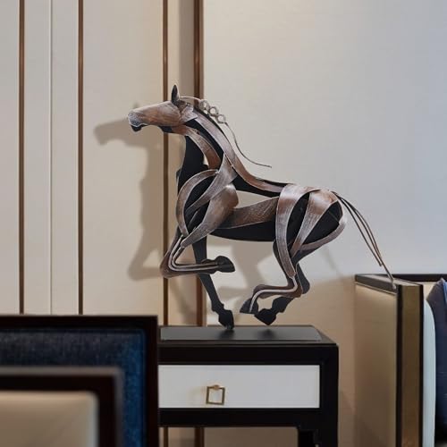 Estatua metálica de caballo artesanal decorativa miniatura 4