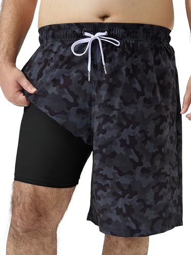 Arcweg Mens Big and Tall Swim Trunks with Mesh Liner 9 inch Plus Size Quick Dry Bathing Suits Swim Shorts for Men 1X-6X