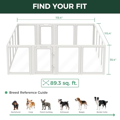 Image of FXW AuraSpace Acrylic Indoor Dog Playpen for Medium Dogs, 35 Inch, 16 Panels, White