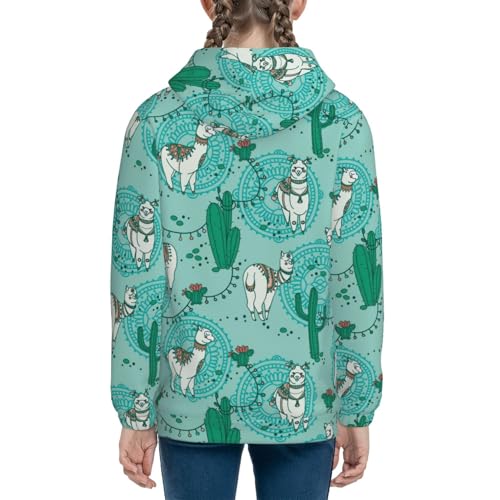 Alapaca in Boho Kids Pullover Hoodies Boys Sweatshirts Girls Athletic Clothes with Pocket4