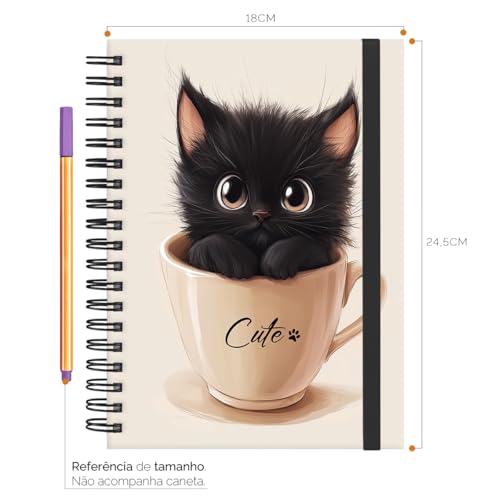 Caderno Colegial Plus 10 Matérias Capa Dura Cats Cute