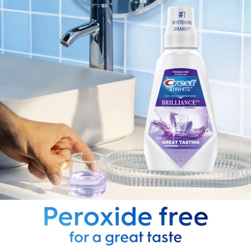 Image of Crest Mouthwash /Mouth Rinse, 3D White Brilliance Whitening, Alcohol Free, Clean Mint, 2x1L (33.8 fl oz)