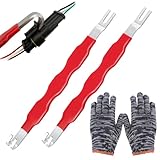 2 Pcs Werkzeug Zum Entfernen Von Trennern Für Elektrische Anschlussklemmen, Doppelendiges Auto Elektrische Steckverbinder Trennwerkzeuge mit Handschuhe, Universeller Elektrischers Klemmenabzieher