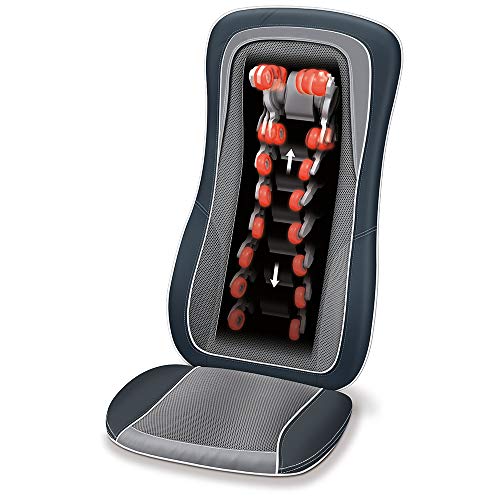 Beurer MG 315 Housse de siège de massage Shiatsu électrique pour la nuque et le dos, avec fonction lumière et chaleur, fonction de balayage automatique du corps, noir/gris, Programme de massage 3
