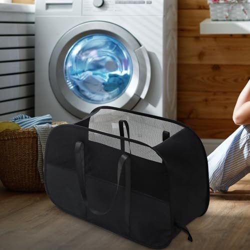 Panier à linge en maille anti-odeur et pliable pour vêtement de buanderie - 4