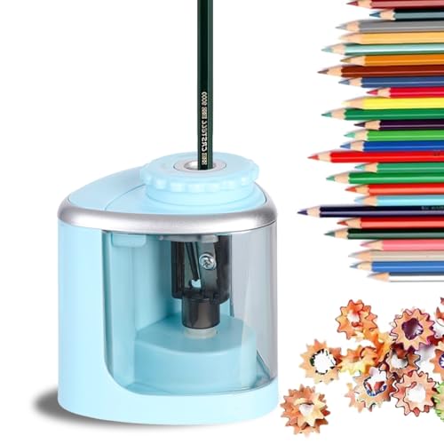 Pencil Sharpener Battery Operated, Fast Sharpening, Suitable for NO.2/Drawing/Colored Pencils(6-9 mm), Portable Electric Pencil Sharpener (Blue-Without Battery)