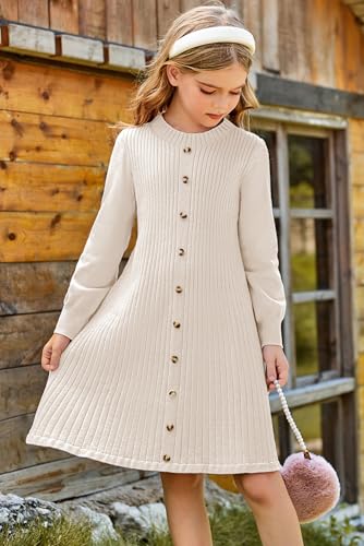 GRACE KARIN Girls Fall Sweater Dresses, Girl Long Sleeve Winter Dress, Kids Knit Casual Formal Dresses Size 6-143