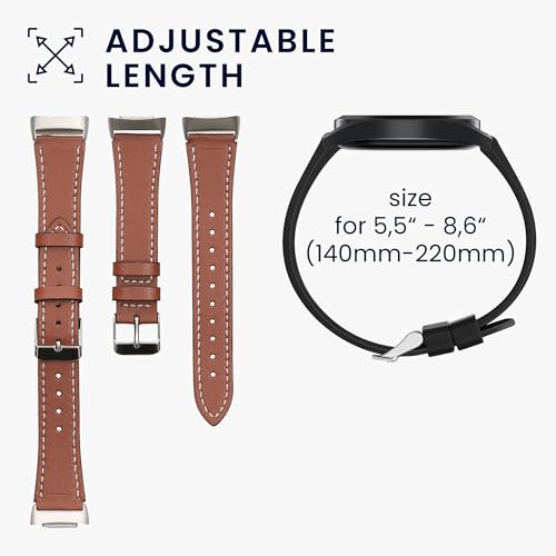 kwmobile Armband kompatibel mit Fitbit Charge 6 / Charge 5 - Echtleder Fitnesstracker Sportarmband Band