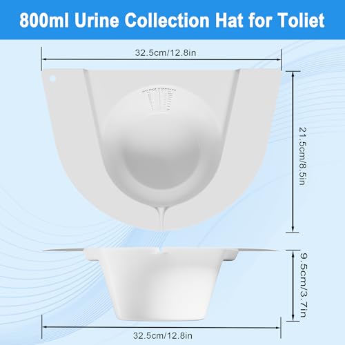 Image of Graduated Specimen Collector Pans, Urine Collection Hat for Toilets and Commodes 27oz /800cc, Universal Urine Pee Stool Sample Collection for Women and Elderly, 6 Pack