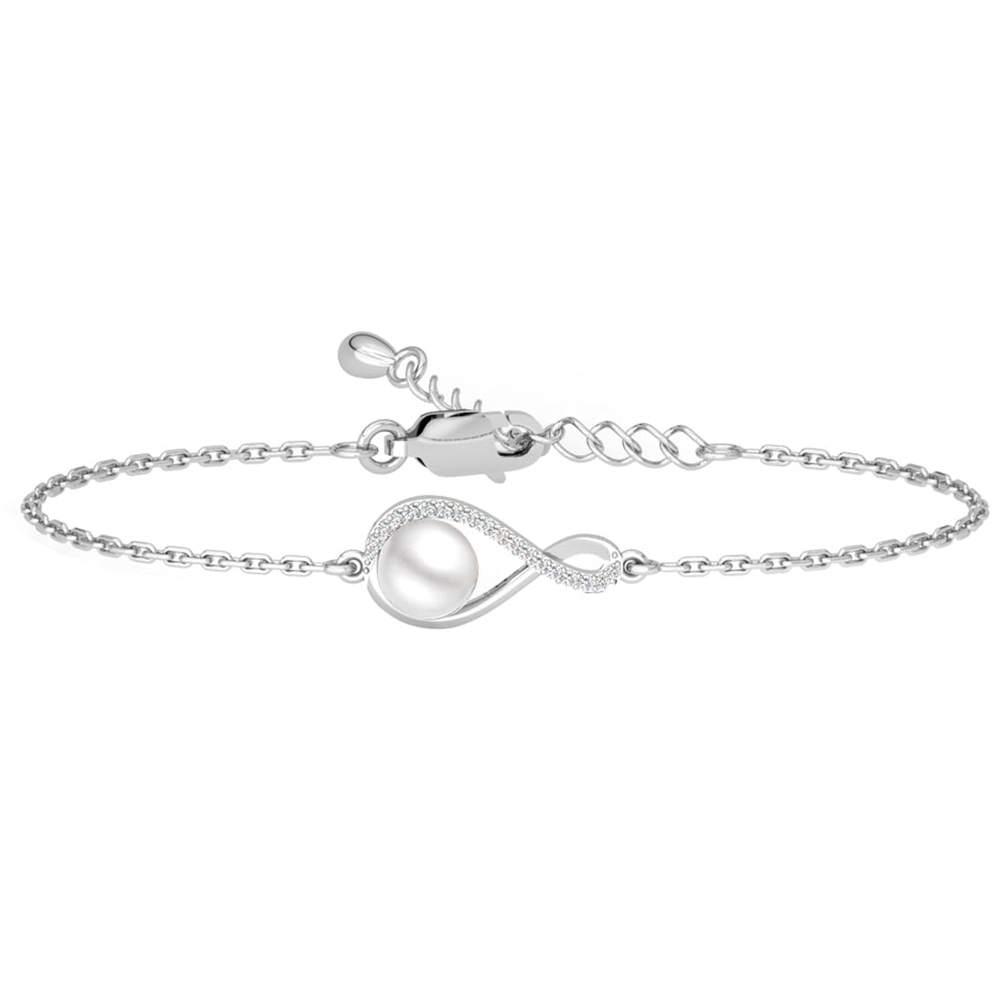 Clara 925 Pure Silver Real Pearl Hand Bracelet, Adjustable, Anti Tarnish, Swiss Zirconia Gift for Women and Girls (B0CC2D3BGP) Amazon Price History, Amazon Price Tracker