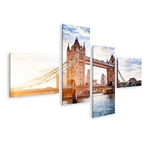 Canvastavla Tower Bridge London Uk Solnedgång Vindbrygga Öppnar vackra moln En engelsk symbol Wall Poster Poster Canvas Picture GDER