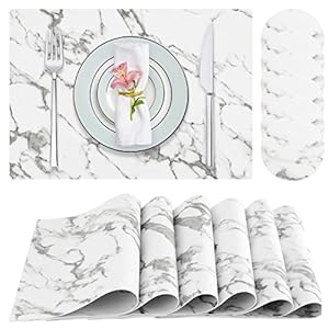 JUCCWARM Kunstleder Tischsets 6 Stück Marmor