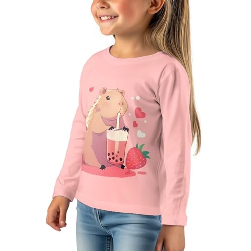 Image of Girls Cartoon Print Long Sleeve Graphic Tee Casual Crew Neck T-Shirts for 3-16 Years Little Girls