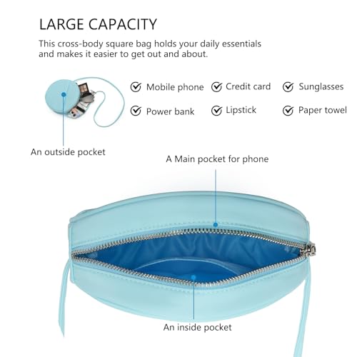 Image of Circle Crossbody Bag for Women NYLON Circle Purse with Zipper Adjustable Knot Shoulder Straps