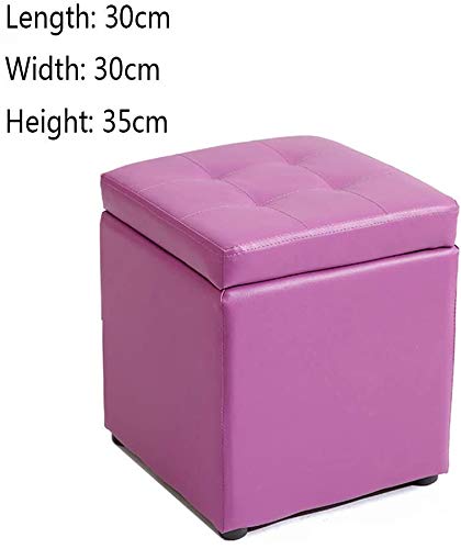 Tabouret pouf coffre violet en PU simili cuir pour petits objets - 2