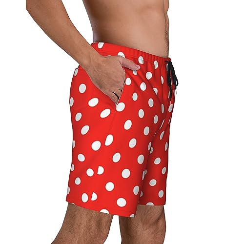 Red and White Polka Dot Mens Swim Trunks Quick Dry Swim Shorts Swimwear Bathing Suits with Pockets2