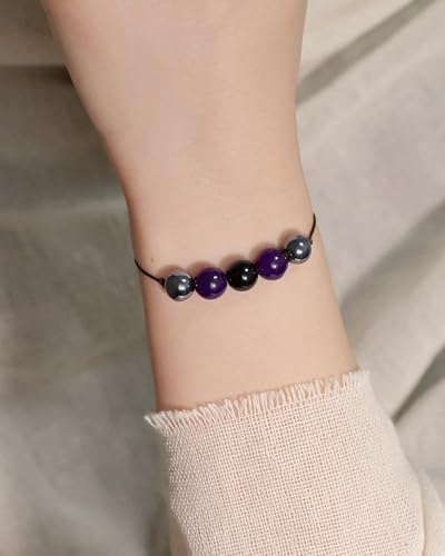 Crystal Healing Stones Bracelets for Women & Men - Amethyst Anxiety Protection Bracelets - Natural Gemstones Jewelry Gifts3