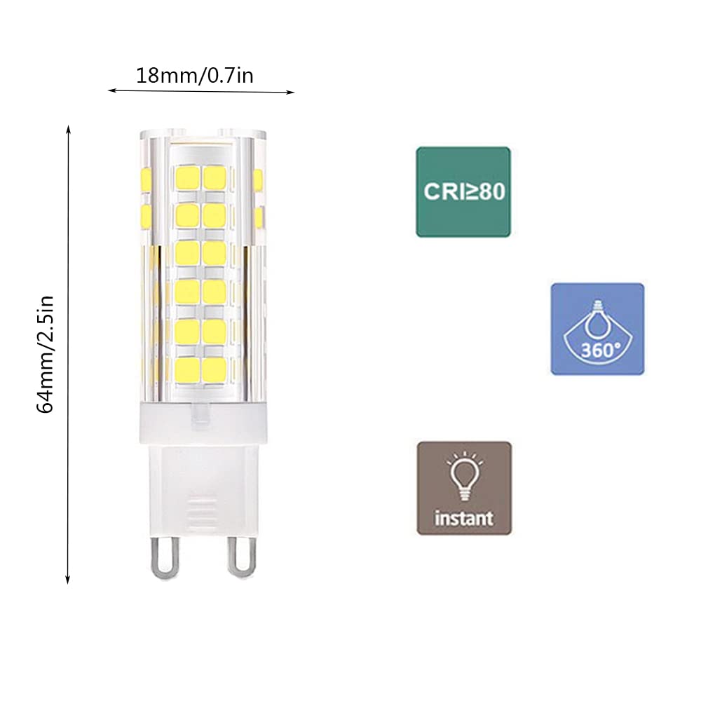 Ruihua Bombilla LED G9 9 W(Equivalente a Lámpara Halógena de 85W)6000K Blanco Frío No Regulable Bombilla G9 con Ángulo de Haz de 360 ​​° 850LM 15 Paquetes