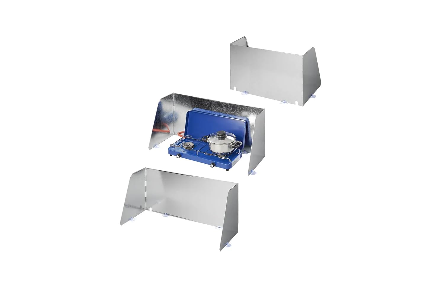 Protezione dal vento, fornello a gas e griglie L 37/70 x P 28 x H 32 cm, paraspruzzi con custodia