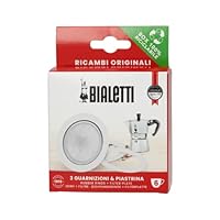 Bialetti Ricambi, Include 3 Guarnizioni e 1 Piastrina, Compatibili con Moka Express, Fiammetta, Break, Happy, Dama, Moka Timer e Rainbow (6 Tazze)
