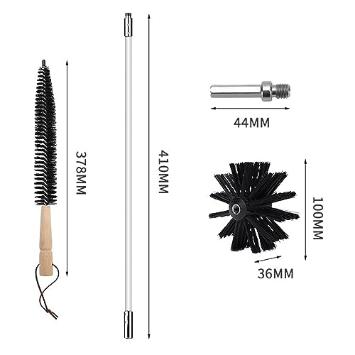 14 Stk Kaminbürste Stange Set, Kanalentlüftungs Reinigungs set,Bürste für Schornstein Ofenrohre mit 12 Flexible Nylonstangen 410 mm und 2 Bürstenköpfe,Reinigungsbürsten Kit für Kamin/Abwasserrohr