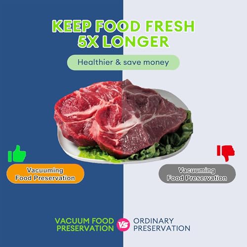 Image of Food Saver Vacuum Sealer Machine, 75KPA Strong Suction for Dry /Wet Foods, Digital Countdown Timer, Compact Design with LED Lights, Includes 20 Vacuum Seal Bags, Ideal for Home Kitchen Use