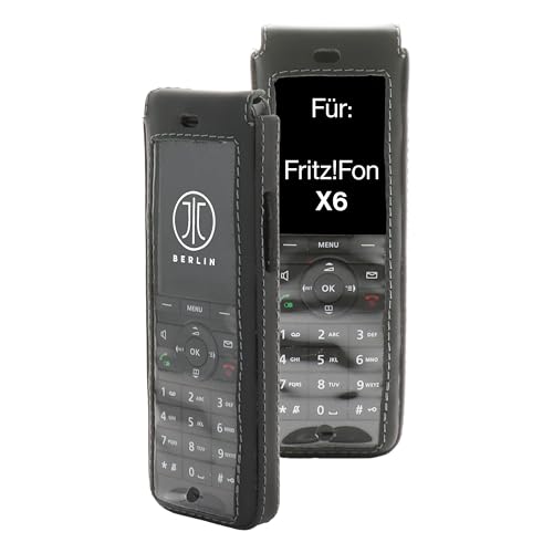 Étui Fritz!Fon X6 JT Berlin en cuir véritable fait main avec clip ceinture noir