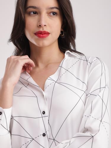 Image of FableStreet Women Shirt | V-Neck Long Sleeve Floral Printed Design | Cotton Jersey Fabric with Button Closure | Perfect for Business Casual