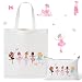 Y1tvei Ballerina Girls Canvas Bags - 2Pcs Cute Ballet Dancer Canvas Bag with Inner Pocket Small Zipper Makeup Cosmetic Bag, Reusable Grocery Shopping Bag Gifts Bulk for Women Girls Kids Ballet Recital