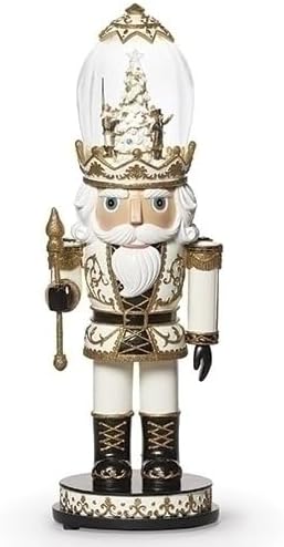 Roman 16 Inch H Lighted Music White Nutcracker with Rotation, Christmas Decoration