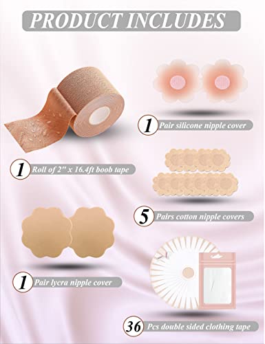 Feotenn Boob Tape, Boobytape For Breast Lift, Self Adhesive Breast Lift Bob Tape Kit For Large Breast And Small Boobs, Suitable For A-G Cup #TOP1