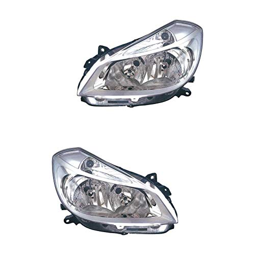 Halogen Scheinwerfer Set links & rechts Hauptscheinwerfer Frontscheinwerfer H7/H7 chrom ohne Elektromotor für Model Clio III BR0/1 CR0/1