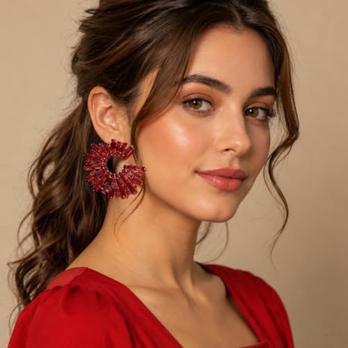 Image of Young & Forever Gift Fashion Jewellery Gold and Silver Plated Cubic Zirconia Diamond Hoop Earrings Sparkling Hypoallergenic Hoops Earrings for Women & Girls