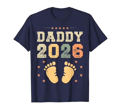 Image of Daddy 2026, First Time Father, Expecting Dad to Be, New Dad T-Shirt, Men, Navy Blue, Medium