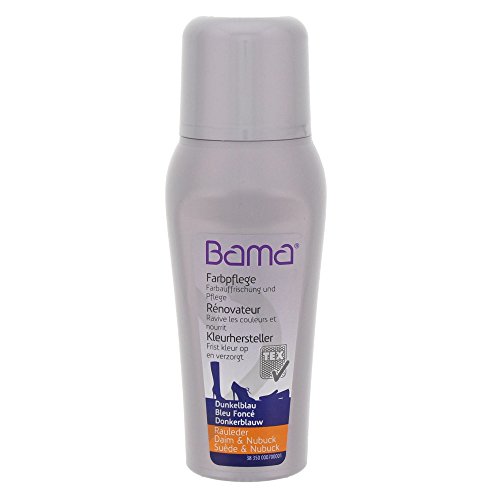 Bama Raulederpflege, Colour Renovator, Farbpflege für Rauleder, Farbtonauffrischung für Lederschuhe, Dunkelblau, 75 ml