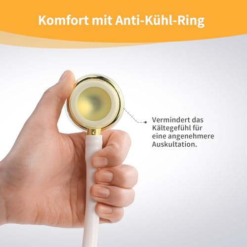 SCIAN Kardiologie-Stethoskop mit beidseitig einstellbarer Membran, professionelles Stethoskop mit Tragetasche für Ärzte, Pflegekräfte, Medizinstudenten und Kliniker, weiß