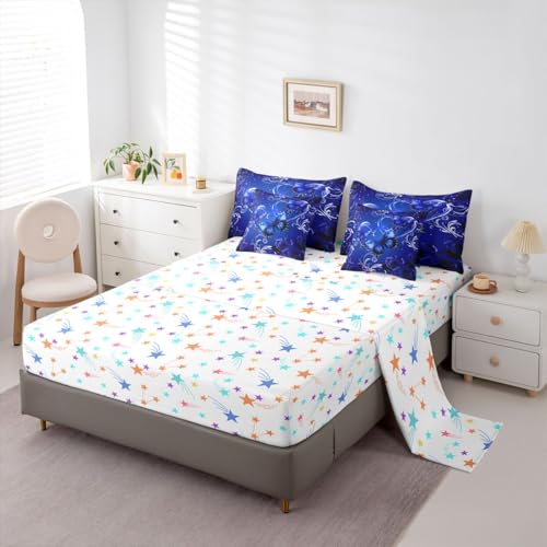 Image of Feelyou Cute Butterfly Comforter Set Twin Size 7 Pieces 3D Butterflies Bedding Set Kids Boys Girls Galaxy Dreamy Bed in a Bag with Comforter, Sheets, Pillowcases, Cushion Covers Glitter Rose Floral