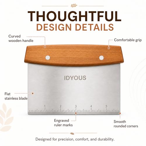 IDYOUS Bench Scraper and Dough Cutter, Stainless Steel Bread Cutter β image 6