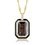 MAX + STONE 9 Carat Big Smoky Quartz Pendant | 14K Gold Plated Silver Brown Smokey Quartz Necklace for Women with Black Enamel | Hypoallergenic Gold Plated Gemstone Jewelry | June Birthstone Pendant