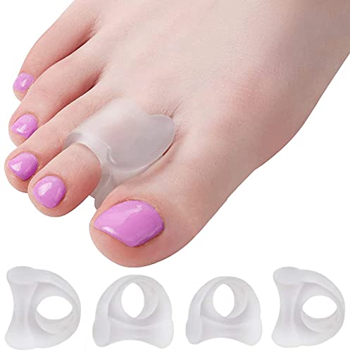 Zehenstrecker 4 Gel Zehenspreizer für Hallux Valgus Korrektur, überlappende Zehen Transparente Silikon Zehentrenner Cover