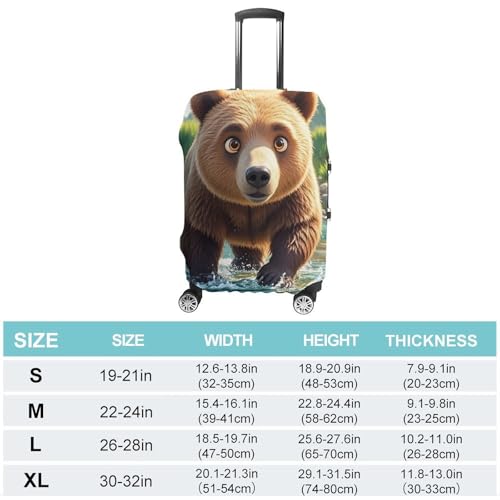 Bear Crossing The River Cartoon Luggage Cover, Elastic Luggage Protector Fits 19-32in Suitcases, Washable & Anti-Scratch Suitcase Cover for Men Women S2
