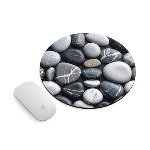 Image of TrendzyKart Premium Non-Slip Mouse Pad for Office, Home & Gaming | Smooth Surface for Optical & Laser Mice | Durable Anti-Skid Rubber Base | Precision Tracking | Round Stone Pattern Design